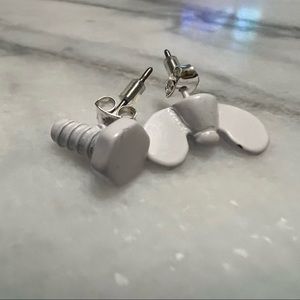 🔩 White Wing nut & Bolt Earrings